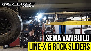 SEMA Camper Van Build | Rock Sliders & Line-X Installation