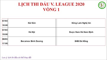LỊCH THI ĐẤU V LEAGUE 2020 VÒNG 1 MỚI NHẤT - CUP QUỐC GIA VIỆT NAM