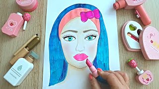 Skincare & Makeup for Girl with Wooden Cosmetics #paperdiy #makeup