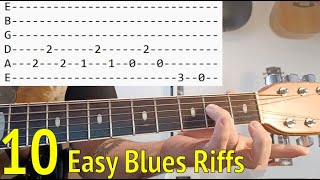 ⁣10 Easy BLUESY Blues Riffs For Beginners - Classic Riffs Guitar Lesson With Tabs