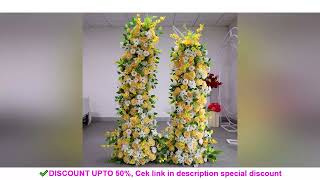 Yellow Artificial Flower Row 1m 2m Luxury Rose Floral Arrangement Wedding Table Centerpiece