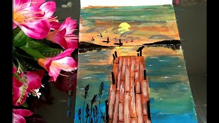 step sunset painting acrylic easy beginners
