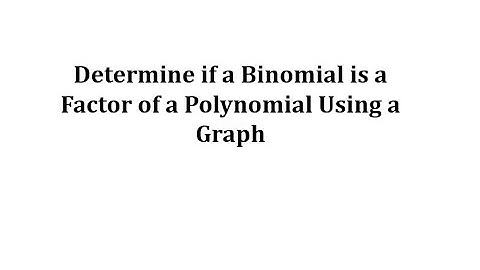 Determine if a Binomial is a Factor of a Polynomial Graphically