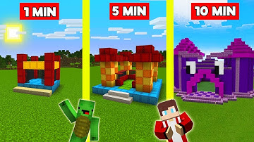 BOUNCY CASTLE BUILD BATTLE CHALLENGE In Minecraft - NOOB VS PRO - Maizen Mizen Mazien Parody