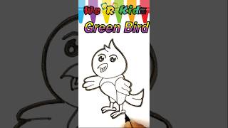 Green Bird Drawing And Colouring