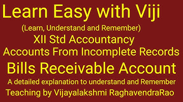 Bills Receivable Account-12th std Accountancy, Matric, CBSE,Accounts from Incomplete Records-Tamil