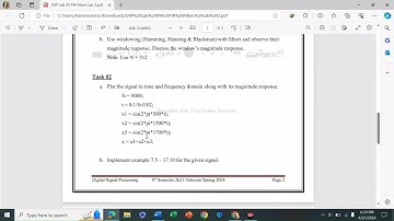 DSP LAB 09 FIR Filter using Window Method