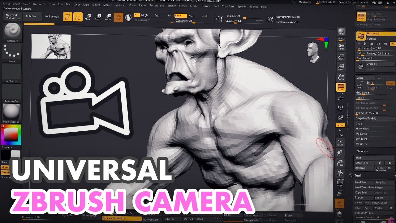 zbrush camera pitch and yaw