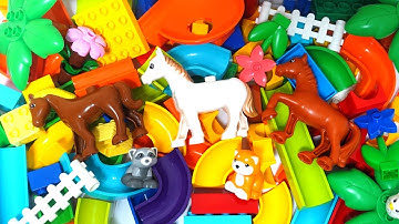 Satisfying Building Blocks Marble Run ASMR Very popular! A 3D coaster filled with horses and animals