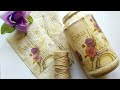 Dollar tree diy shabby chic  upcycled coffee container  decoupage mod podge crafts