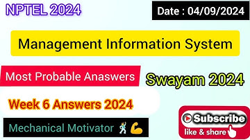 Management Information System WEEK6 Quiz | Assignment 6 Solution | NPTEL | SWAYAM 2024