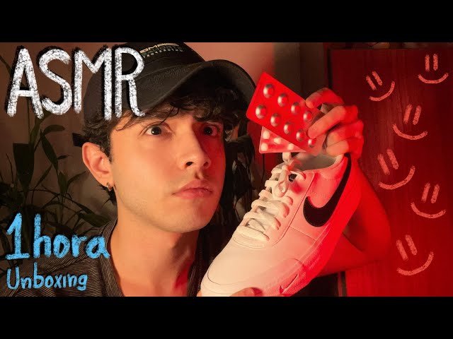 ASMR 1 Hora | Unboxing de Remédios Psiquiátricos e Tênis | Sussurros, Tapping, Conversas Etc