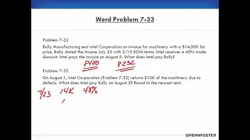 Math for Business and Applications   Ch 7 Word Problems 7 33 to 7 35