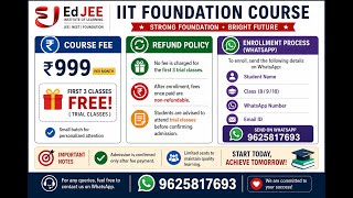 IIT Foundation course details for Class 8, 9,10 starting from 4 May 2026