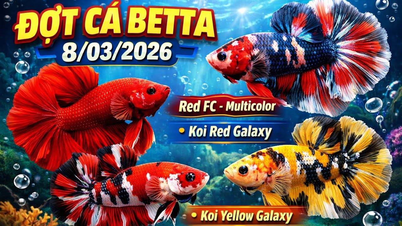 Betta Red FC – Koi Red Galaxy Gold – Multicolor Koi Yellow Galaxy | Đợt Cá Ngày 8/3/2026