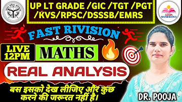 Real Analysis/Revision class/Sequence and Series/LT Grade/GIC/TGT & PGT/GIC/Theory+MCQ/ By Dr Pooja