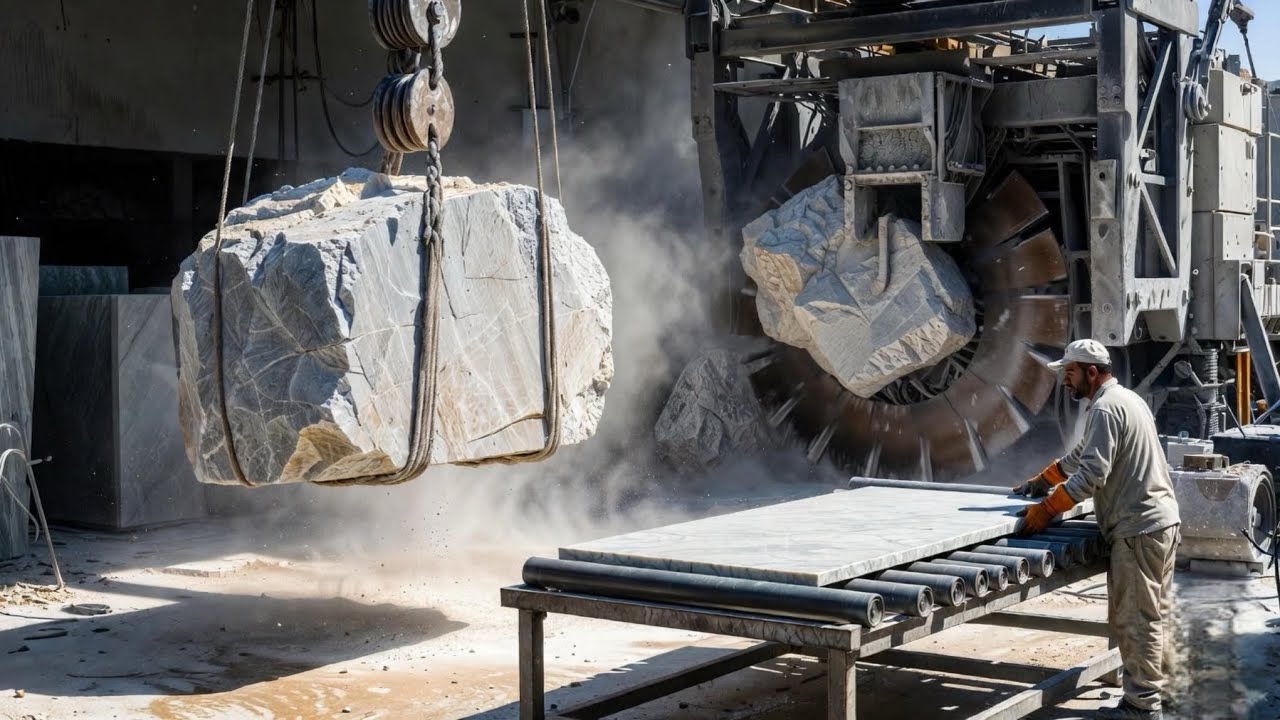  “Amazing! Huge Mountain Stones Turned Into Marble — Incredible Cutting Process”