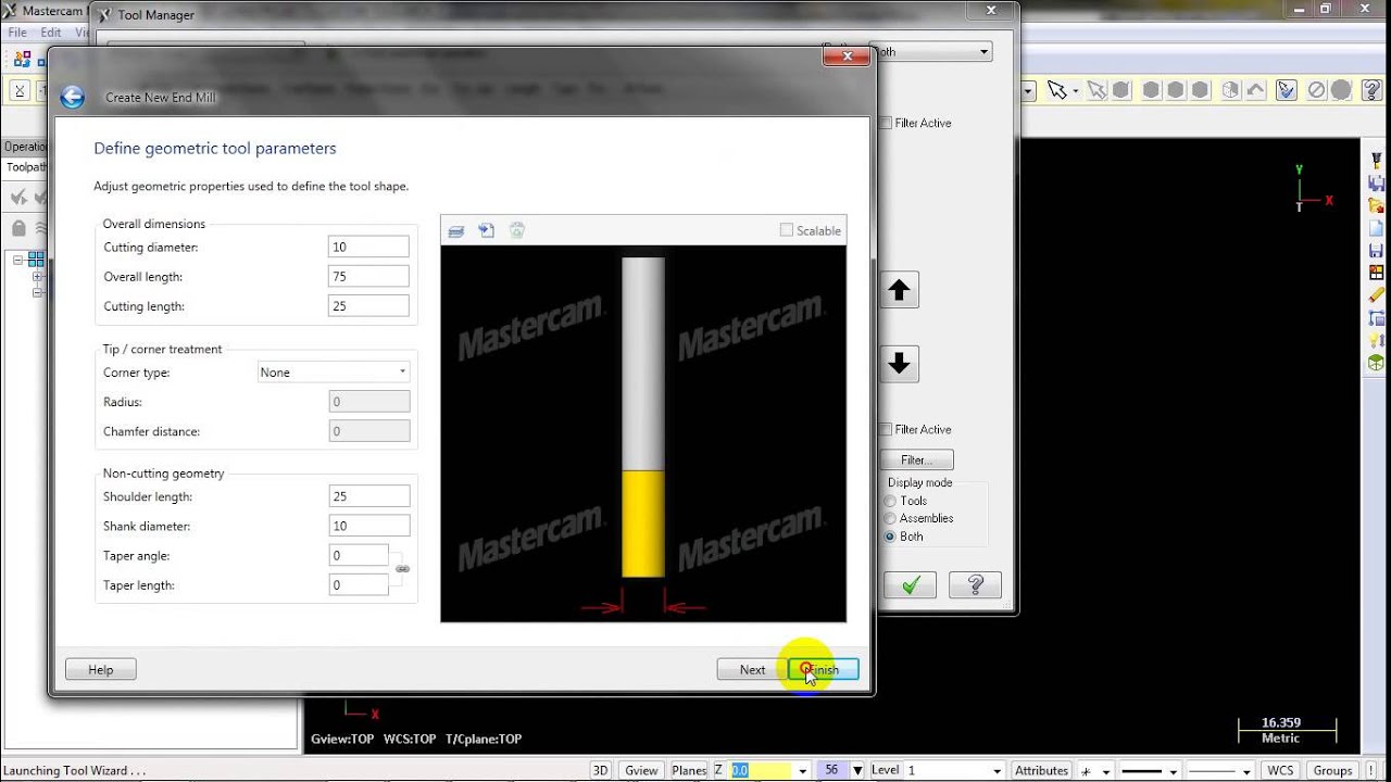 mastercam x4 tool without tip radius