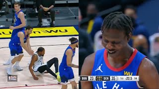 Bol Bol put Kevin Durant&#39;s butt on the floor then plays volleyball | Nuggets vs Nets