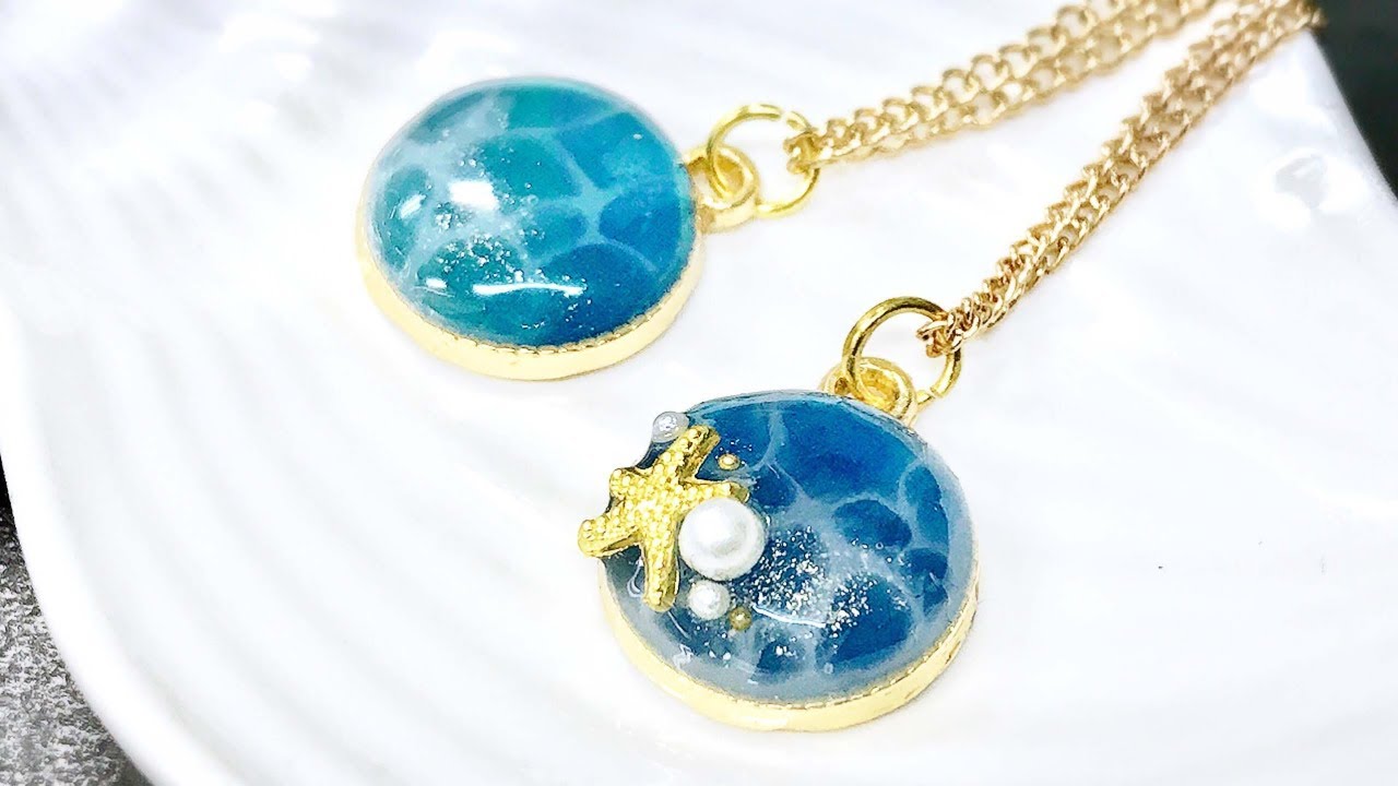 【UVレジン 100均】とっても簡単！海塗りチャームを作ってみました！UV resin sea paint charm