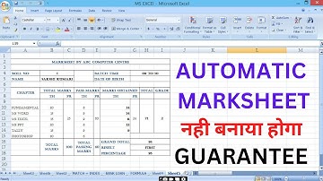 Automatic Marksheet in MS Excel | Automatic Marksheet कैसे बनाये? | Marksheet in MS Excel