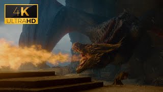 Drogon destroys the Iron Throne 4K - (Game of Thrones S08 EP06)