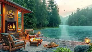 Spring Jazz Relaxing Music in Cozy Lakeside Porch Ambience ☕ Warm Jazz Music for Relax, Work & Study