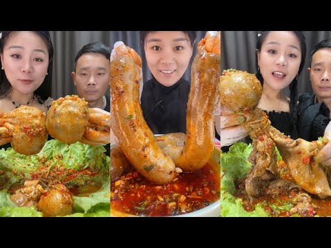 ASMR SOSLU ÇİN YEMEKLERİ SPICY CHINESE FOOD 吃辛辣的中国菜 (sheep brain, blood sausage) MUKBANG 먹방 🌶