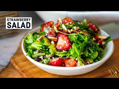 Strawberry Salad  Recipe (ASMR) - Strawberry Salad With Feta - Strawberry Lettuce Salad