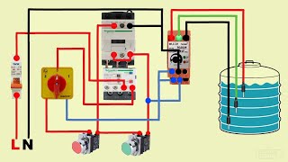 WLC water level controller DOL starter auto manual wiring diagram