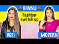 DIWALI FASHION Switch Up Challenge | Desi Vs. Modern Ft. Samreen Ali | Mahjabeen Ali