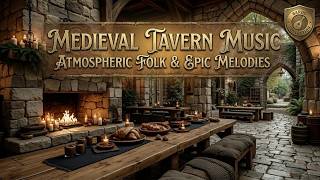 Cozy Medieval Tavern Ambience | Fantasy Tavern Music & Crackling Fireplace