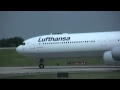 Lufthansa A340-600 Arriving at Gate in Charlotte (HD)