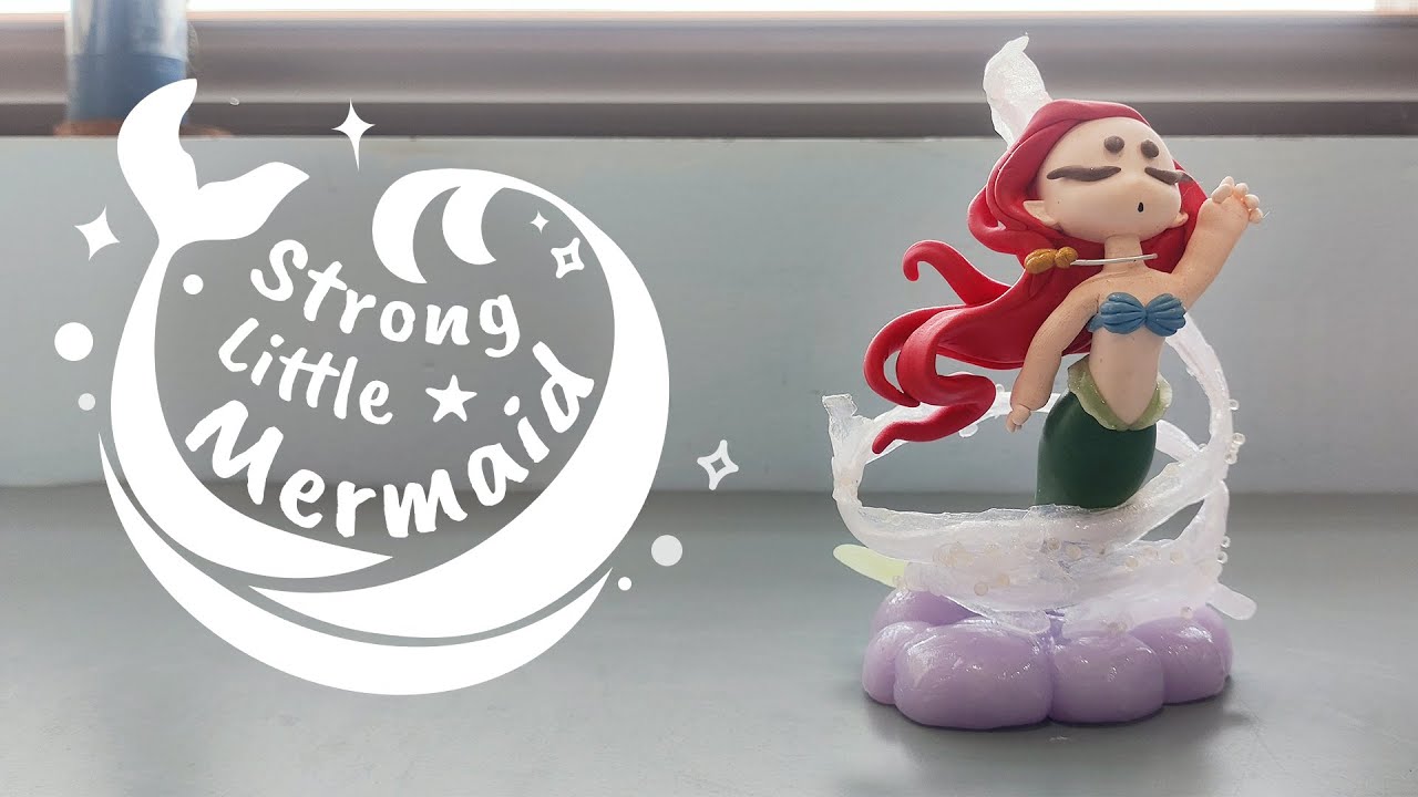 Strong Little Mermaid | Princess Light Clay Doll, Air Dry Clay Art Girl, Little Mermaid Art Toy DIY