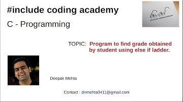 34. Find the grade of the student given marks - else if ladder.