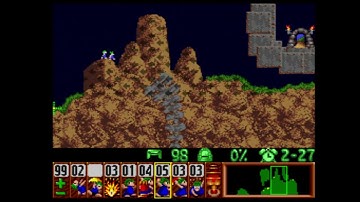 Snes Lemmings Tricky level 27