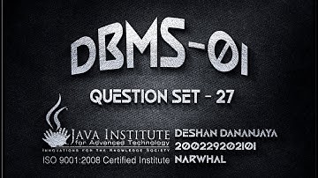 Question Set 27 | Database Management System | Java institute for Advanced Technology.