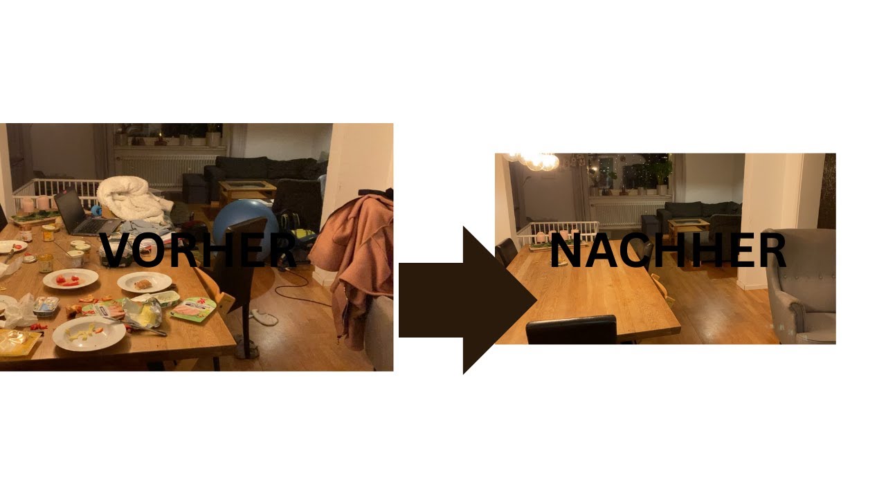 1 Stunde Power Aufräumen - Wohn- und Esszimmer Vorher Nachher