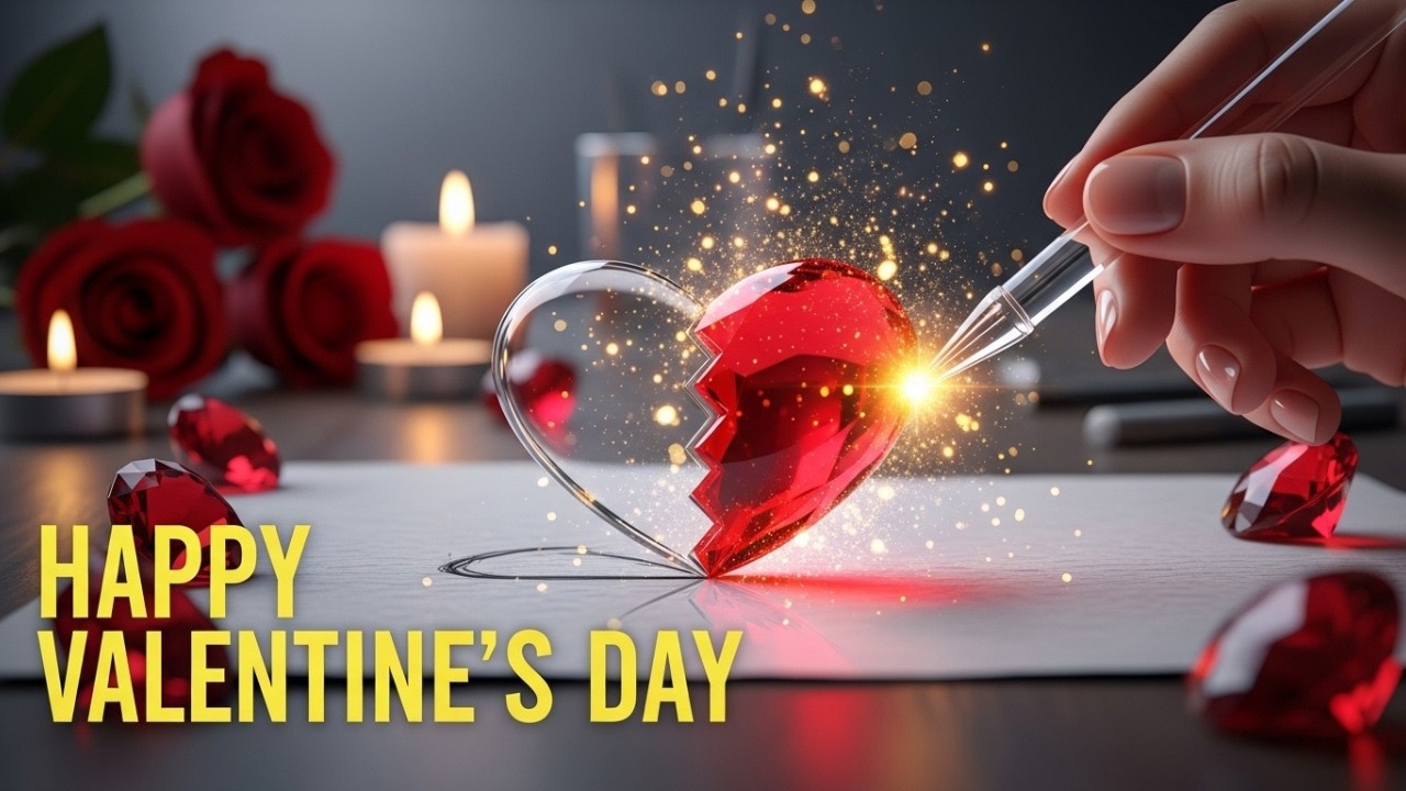 ASMR Magic: Drawing 3D Glass 💖 Heart for Valentine's Day | Magical Pen & Glass 💎Satisfying 3D Art