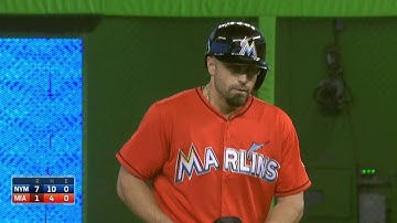 NYM@MIA: Johnson rips an RBI double, opens scoring