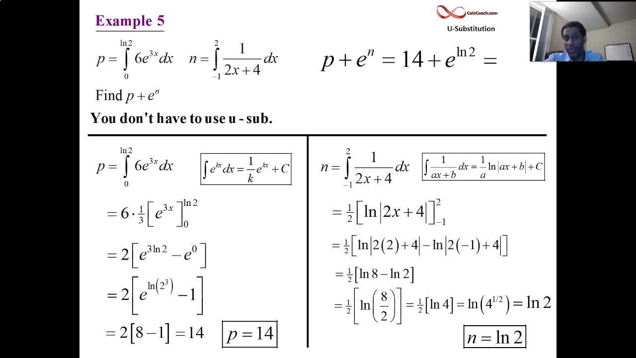 U-Substitution Examples 5 and 6 - YouTube