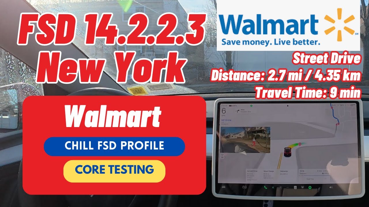 Tesla FSD v14.2.2.3 Supervised: Smooth Walmart Trip in Chill Mode! (2023 Model Y Test)
