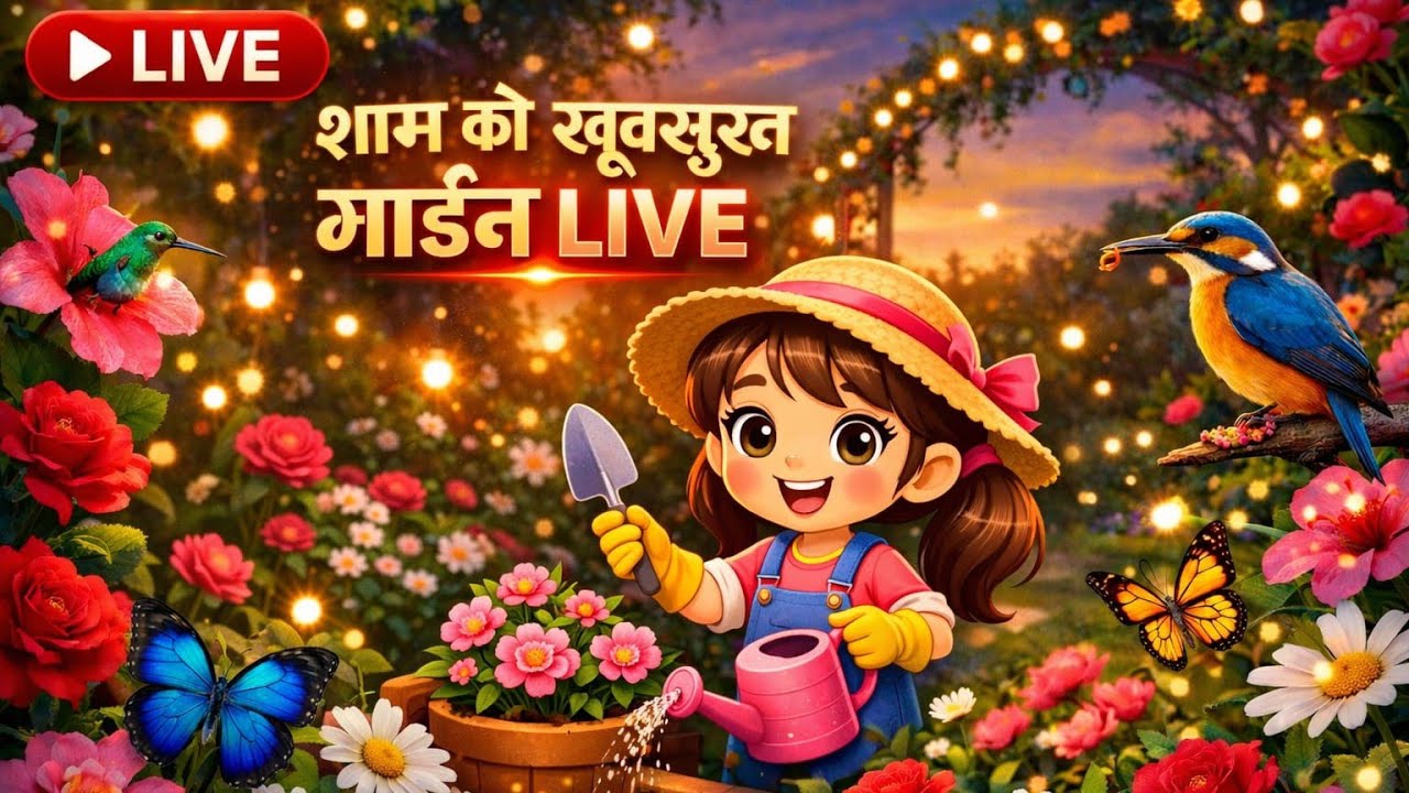 शाम की खूबसूरत गार्डन LIVE 🌸 फूल, तितलियाँ और पक्षियों के साथ प्यारी मुलाकात | आओ जुड़ें”