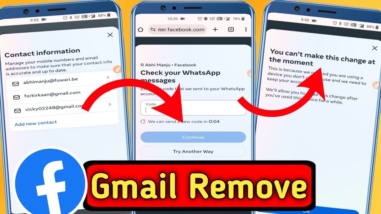Remove Problem How to Remove Gmail from Facebook 2024 Check your WhatsApp messages ...