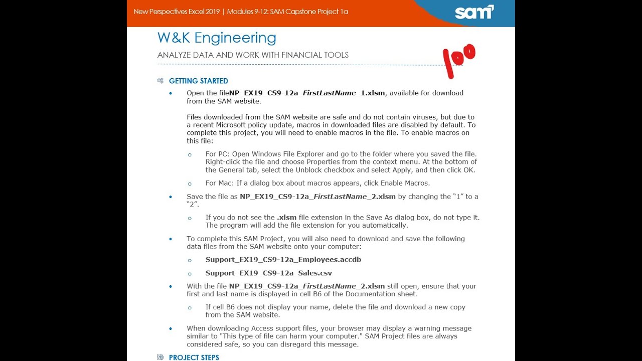 New Perspectives Excel 2019 | Modules 9-12: SAM Capstone Project 1a