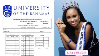 Answering a Past Math 163 Test 1 Paper | Miss University of The Bahamas 2026-2027 Update