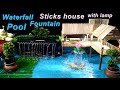 How to make Pool with Waterfall Fountain and ice cream sticks House