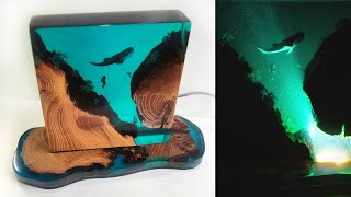 DIY. Sea Night Lamp from Epoxy Resin and Old Wood  How To Make