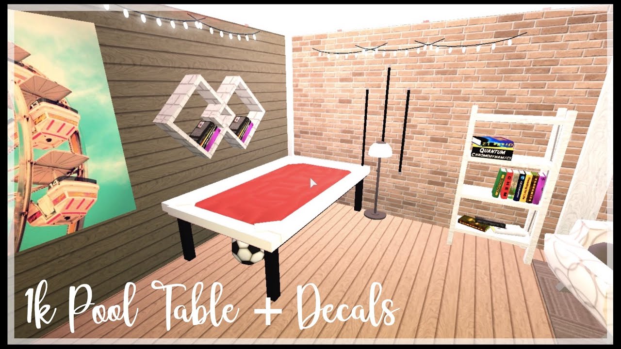 Welcome To Bloxburg Pool Table Speedbuild Aesthetic Decals Youtube
