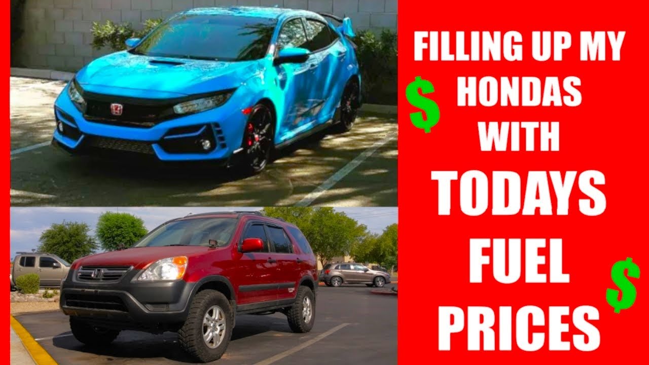 FILLING UP MY HONDAS WITH TODAYS FUEL PRICES 2021 Civic Type R/2003 Honda CRV YouTube